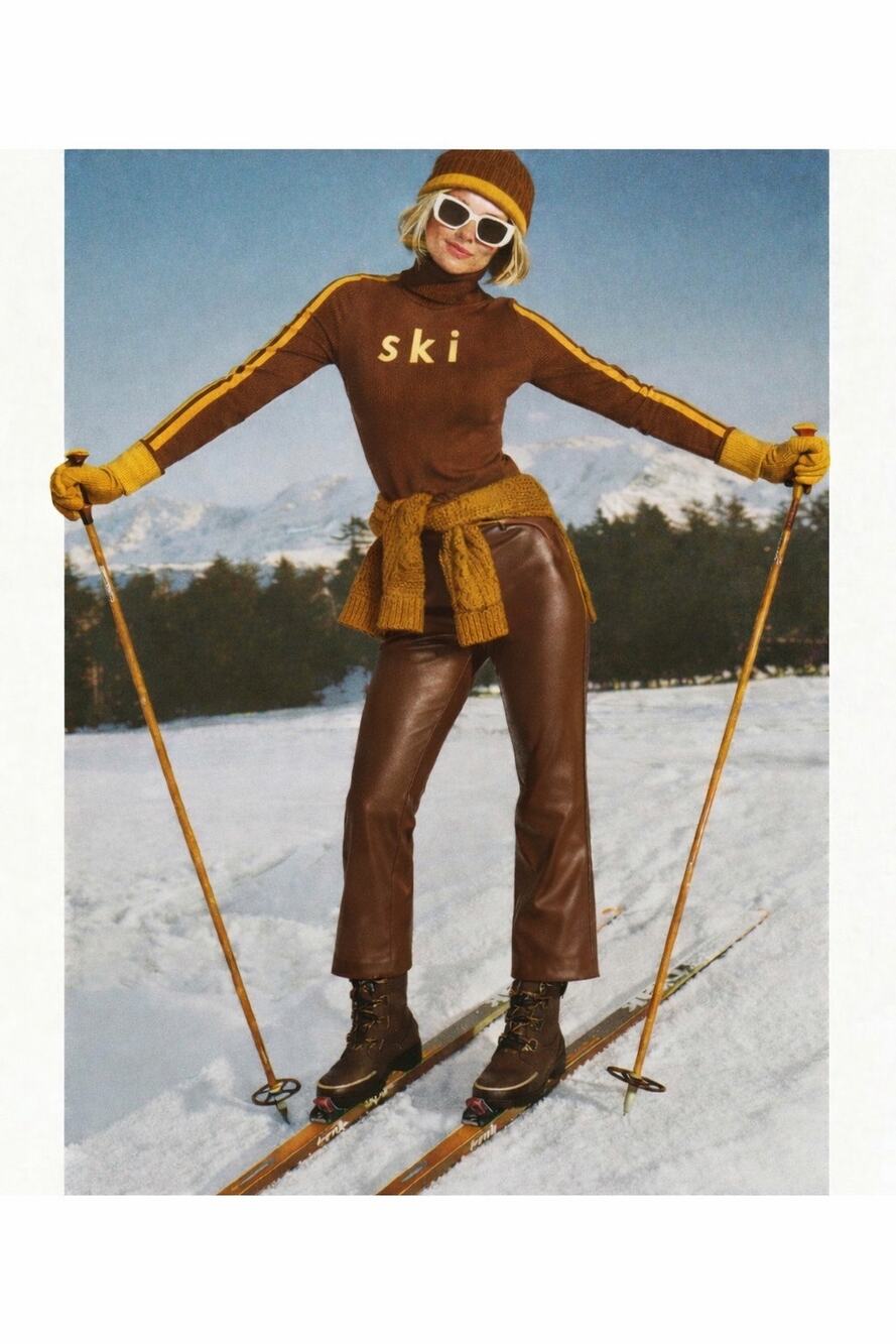 Avec Les Filles Faux Vegan Leather Brown Cropped Pants Trousers Medium